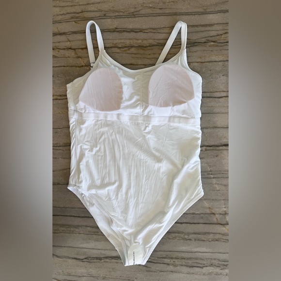 Andie Amalfi White Ribbed One Piece Swimsuit XXL Tall Long Torso - Brand New - Picture 3 of 5